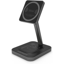 Promate Magnetic Wireless Charger for iPhone 12, 2-In-1 Mag-Safe 15W Fast Wireless Charger, AurBase-15W