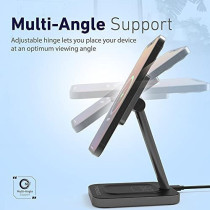 Promate Magnetic Wireless Charger for iPhone 12, 2-In-1 Mag-Safe 15W Fast Wireless Charger, AurBase-15W