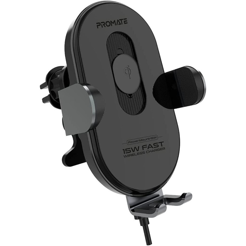 Promate Wireless Car Charger Mount, 15W Qi Fast Charging Auto-Clamping Dashboard Air Vent Phone Holder
