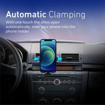 Promate Wireless Car Charger Mount, 15W Qi Fast Charging Auto-Clamping Dashboard Air Vent Phone Holder