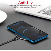Promate Wireless Charger, Premium Ultra-Slim 15W Fast Wireless Charging Pad with Anti-Slip Surface, AuraPad-15W Grey