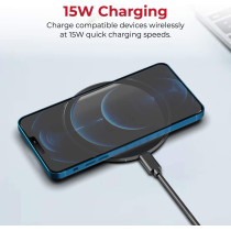 Promate Wireless Charger, Premium Ultra-Slim 15W Fast Wireless Charging Pad with Anti-Slip Surface, AuraPad-15W Grey