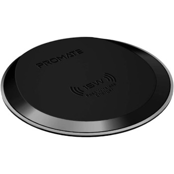 Promate Wireless Charger, Premium Ultra-Slim 15W Anti-Slip Surface and Multi-Protect, AuraPad-15W Black