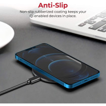 Promate Wireless Charger, Premium Ultra-Slim 15W Anti-Slip Surface and Multi-Protect, AuraPad-15W Black