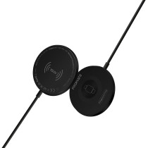 Promate 3-in-1 Wireless Charger, Dual Sided Magnetic Qi Wireless Charging Pad with 15W Mag-Safe, MagCord-Trio, Black