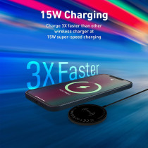 Promate 3-in-1 Wireless Charger, Dual Sided Magnetic Qi Wireless Charging Pad with 15W Mag-Safe, MagCord-Trio, Black