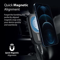 Promate Magnetic Wireless Car Charger for iPhone 12, Ultra-Fast Qi 15W Car Charger with Quick-Lock Air Vent Holder