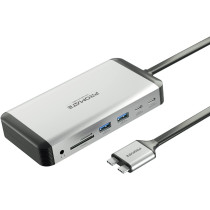 Promate Extended Multi-Display Hub with Dual 4K HDMI 1Gbps Ethernet, 100W USB-C Power Delivery Connectors, 18W USB-C Dual Ports