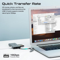 Promate USB-C Hub, 9-in-1 4K Multi-Display Aluminum Hub with Dual HDMI, 1080p VGA Port, 1000Mbps LAN, 20W USB-C Power
