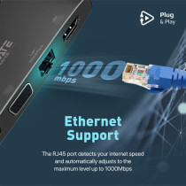 Promate USB-CHub, 6-in-1 Type-CSync/Charge Adapter, 1080p VGA, 1000Mbps LAN, 100W USB-CPower Delivery, 5Gbps USB