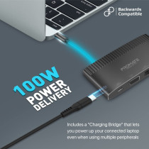 Promate USB-CHub, 6-in-1 Type-CSync/Charge Adapter, 1080p VGA, 1000Mbps LAN, 100W USB-CPower Delivery, 5Gbps USB