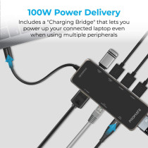 Promate USB-C Hub, 9-In-1 USB Type-C Adapter with 1000Mbps RJ45 Ethernet, 100W USB-C Power Delivery, 4K HDMI, 4 USB Ports
