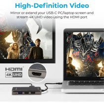 Promate USB-C Hub, 7-In-1 Multi-Port Adapter with 4K HDMI, Sync Charge USB-C Port, TF/SD Card Slot, 3 USB Ports
