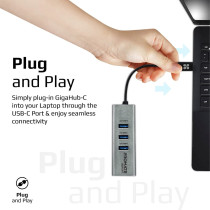 Promate USB-C to Ethernet Adapter Hub, Aluminum Alloy High-Speed USB-C Hub to 10/100/1000Mbps Ethernet Port with 5 Gbps