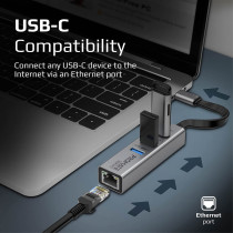 Promate USB-C to Ethernet Adapter Hub, Aluminum Alloy High-Speed USB-C Hub to 10/100/1000Mbps Ethernet Port with 5 Gbps