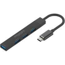 Promate USB-C Hub, 4-in-1 Type-C Sync/Charge Adapter with USB-A Adapter, 5Gbps USB 3.0 Port, 480Mbps USB 2.0 Ports, Black