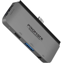 Promate USB-C Hub, 4-in-1 Multi-Media Type-C Adapter with 100W USB-C Power Delivery Port, High-Definition 4K Display