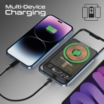 Promate Power Bank, Premium 10000mAh Transparent Battery Pack with 15W Magnetic Charging, Black