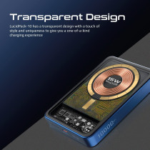 Promate Power Bank, Premium 10000mAh Transparent Battery Pack with 15W Magnetic Charging 20W USB-C, Blue