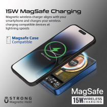Promate Power Bank, Premium 10000mAh Transparent Battery Pack with 15W Magnetic Charging 20W USB-C, Blue