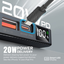 Promate Magnetic Wireless Power Bank, 5000mAh 15W Transparent Battery Pack With 20W USB-C Power Delivery Port, Black