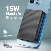 Promate Magnetic Wireless Power Bank, 5000mAh 15W Transparent Battery Pack With 20W USB-C Power Delivery Port, Black