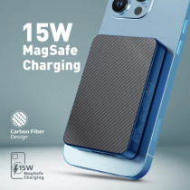 Promate Magnetic Wireless Power Bank, 5000mAh 15W Transparent Battery Pack with 20W USB-C Power Delivery Port, Blue