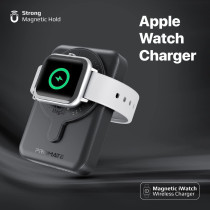 Promate Magnetic Wireless Power Bank, Portable 10000mAh 15W Wireless Dual Magnetic and Apple Watch Charger, Black