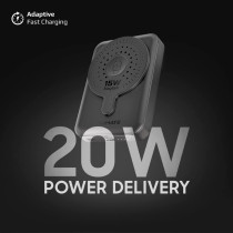 Promate Magnetic Wireless Power Bank, Portable 10000mAh 15W Wireless Dual Magnetic and Apple Watch Charger, Black