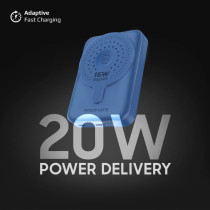 Promate Magnetic Wireless Power Bank, Portable 10000mAh 15W Wireless Dual Magnetic and Apple Watch Charger, Blue