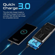 Promate Magnetic Wireless Power Bank, 10000mAh 15W Qi Wireless Mag-Safe Battery Pack with 20W USB-C Power Delivery Port, Black