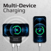 Promate 10000mAh Magnetic Wireless Power Bank, Fast Charging 15W Mag-Safe Battery Charger, 20W USB-C Power Delivery, Black