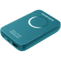 Promate 10000mAh Magnetic Wireless Power Bank, Fast Charging 15W Mag-Safe Battery Charger