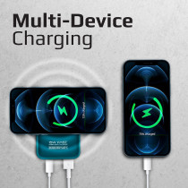 Promate 10000mAh Magnetic Wireless Power Bank, Fast Charging 15W Mag-Safe Battery Charger