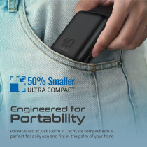 Promate USB-C Power Bank, Smallest 10000mAh Portable Charger with 20W USB-C Power Delivery Input/Output Port, Black