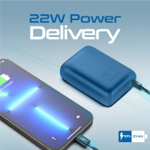 Promate USB-C Power Bank, Worldâ€™s Smallest 10000mAh Portable Charger with 20W USB-C Power Delivery, Blue