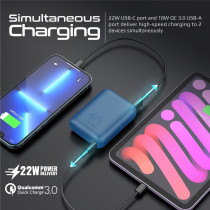 Promate USB-C Power Bank, Worldâ€™s Smallest 10000mAh Portable Charger with 20W USB-C Power Delivery, Blue