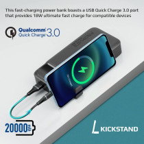 Ultra-Compact 20000mAh Portable charger with Ultra-Fast Charging Dual 2.4A USB Port, Promate Quantum-20 Black
