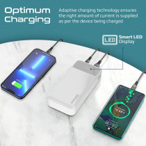 Promate Power Bank, Universal 20000mAh Ultra-Slim Portable Charger with 20W USB-C Power Delivery Port, White