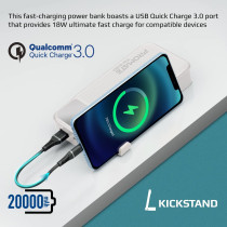 Promate Power Bank, Universal 20000mAh Ultra-Slim Portable Charger with 20W USB-C Power Delivery Port, White