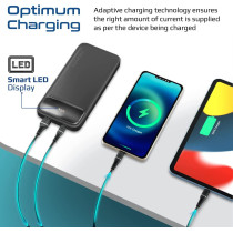 Promate Power Bank, Universal 10000mAh Ultra-Slim Portable Charger with 20W USB-C Power Delivery Port, Torq-10 Black
