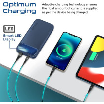 Promate Power Bank, Universal 10000mAh Ultra-Slim Portable Charger with 20W USB-C Power Delivery Port, Torq-10 Navy