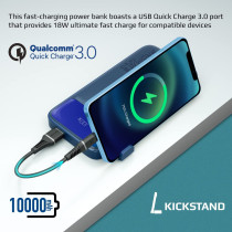 Promate Power Bank, Universal 10000mAh Ultra-Slim Portable Charger with 20W USB-C Power Delivery Port, Torq-10 Navy