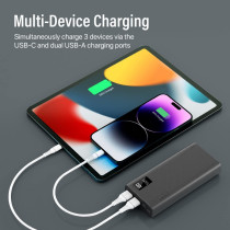 Promate Portable Charger, High-Capacity 20000Mah Slim Power Bank with Dual USB Ports, Bolt-20Pro-Black