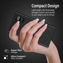 Promate Portable Charger, High-Capacity 20000Mah Slim Power Bank with Dual USB Ports, Bolt-20Pro-Black