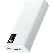 Promate Portable Charger, High-Capacity 20000Mah Slim Power Bank with Dual USB Ports, Bolt-20Pro-White