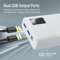 Promate Portable Charger, High-Capacity 20000Mah Slim Power Bank with Dual USB Ports, Bolt-20Pro-White