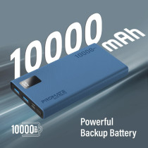 Promate Power Bank, Universal 10000mAh Ultra-Slim Portable Charger, 10W USB-C Input/Output Port, Bolt-10Pro - Blue
