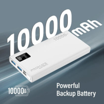 Promate Portable Charger, High-Capacity 10000Mah Slim Power Bank with Dual USB Ports, Bolt-10Pro-White