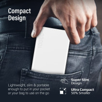 Promate Portable Charger, High-Capacity 10000Mah Slim Power Bank with Dual USB Ports, Bolt-10Pro-White